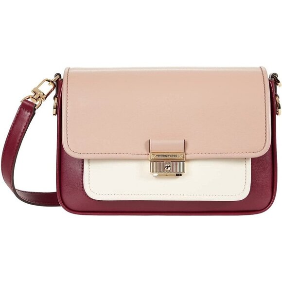 MICHAEL KORS Bradshaw leather women's crossbody messenger bag -BERRY MULTI - Picture 3 of 13